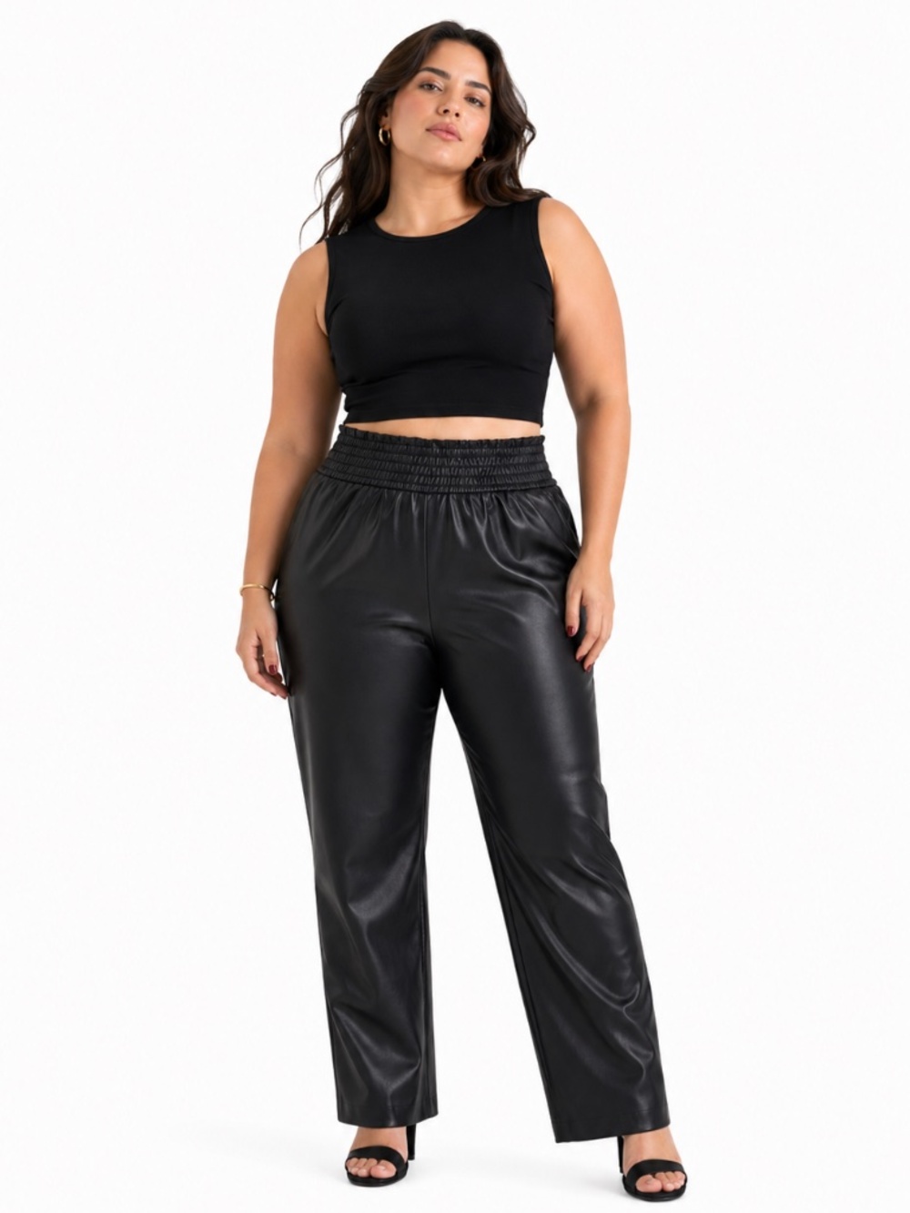 Joie Black Faux Leather Paperbag Wide Leg Pants – Size 2X Like New